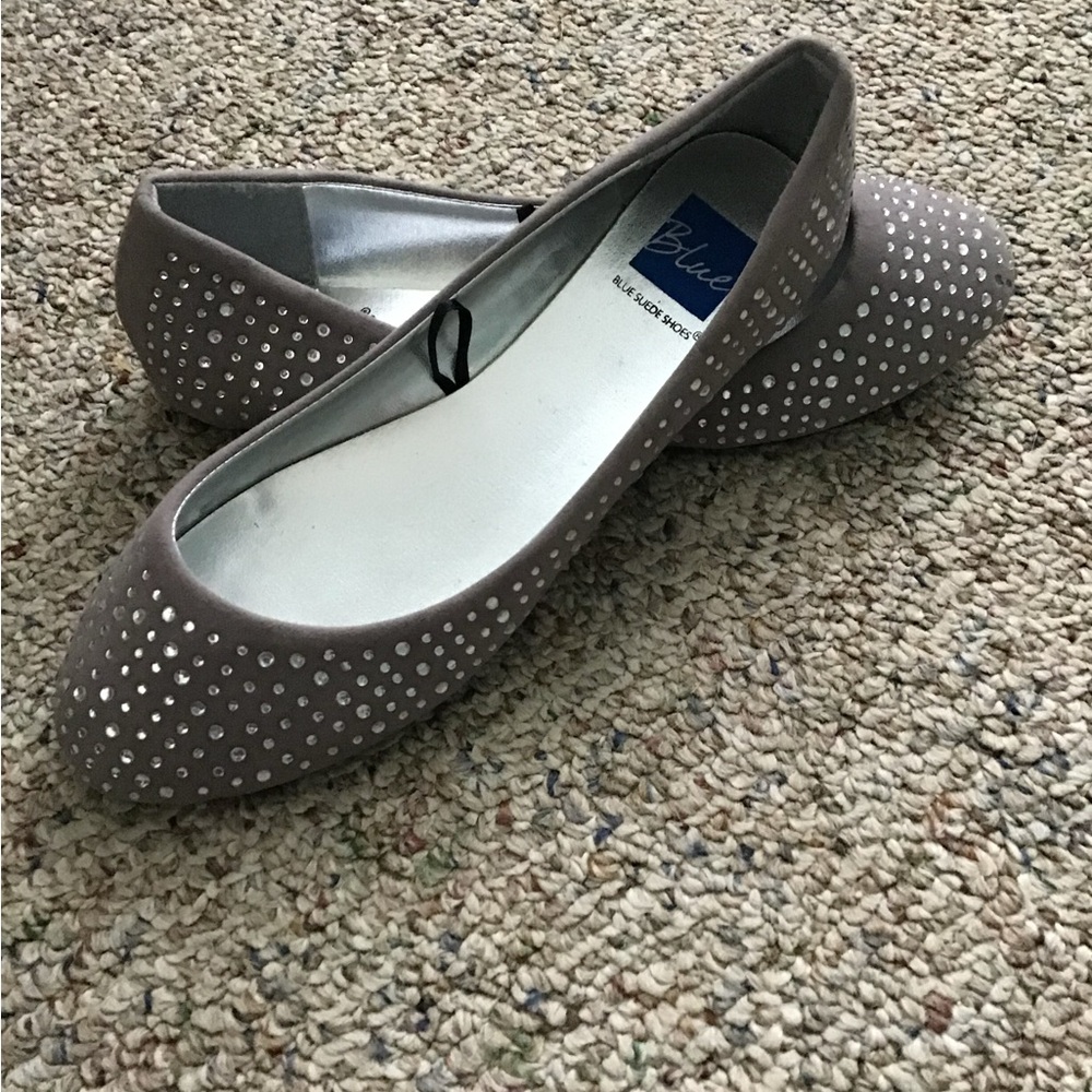 Gray Studded Flats with Textured Design